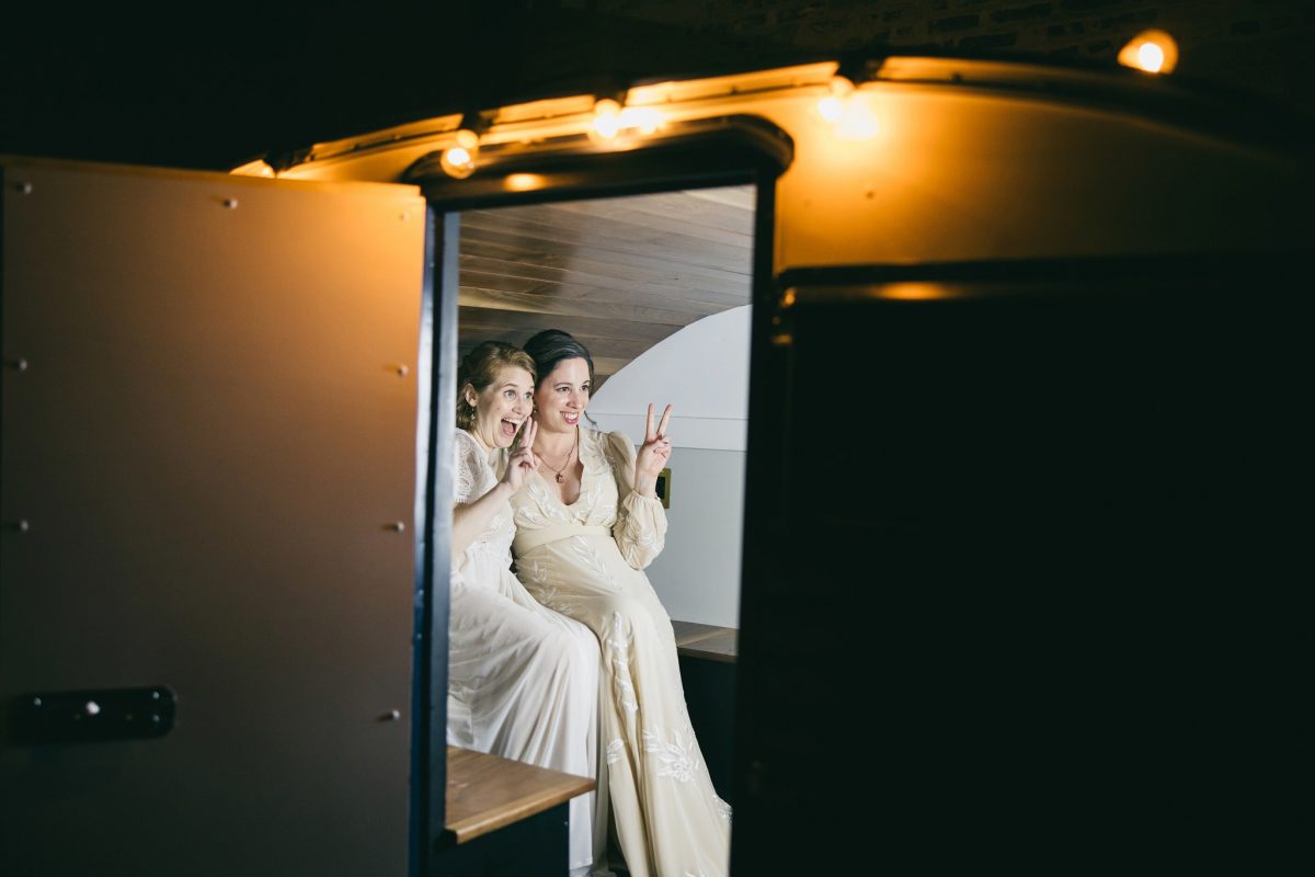 brides in photobooth